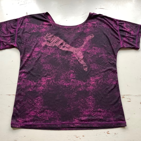 PUMA Logo Dry Cell Active Purple T-Shirt Medium EUC - Picture 1 of 5